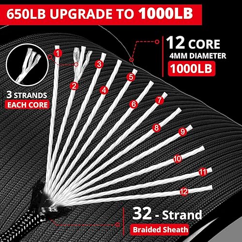 Miniatura 3 de Cuerda de paracaídas de 1000 libras, 100 pies, 200 pies, 500 pies, 1000 pies, 0.157 in, cable de carrete de paracaídas de 12 hebras, cordón para