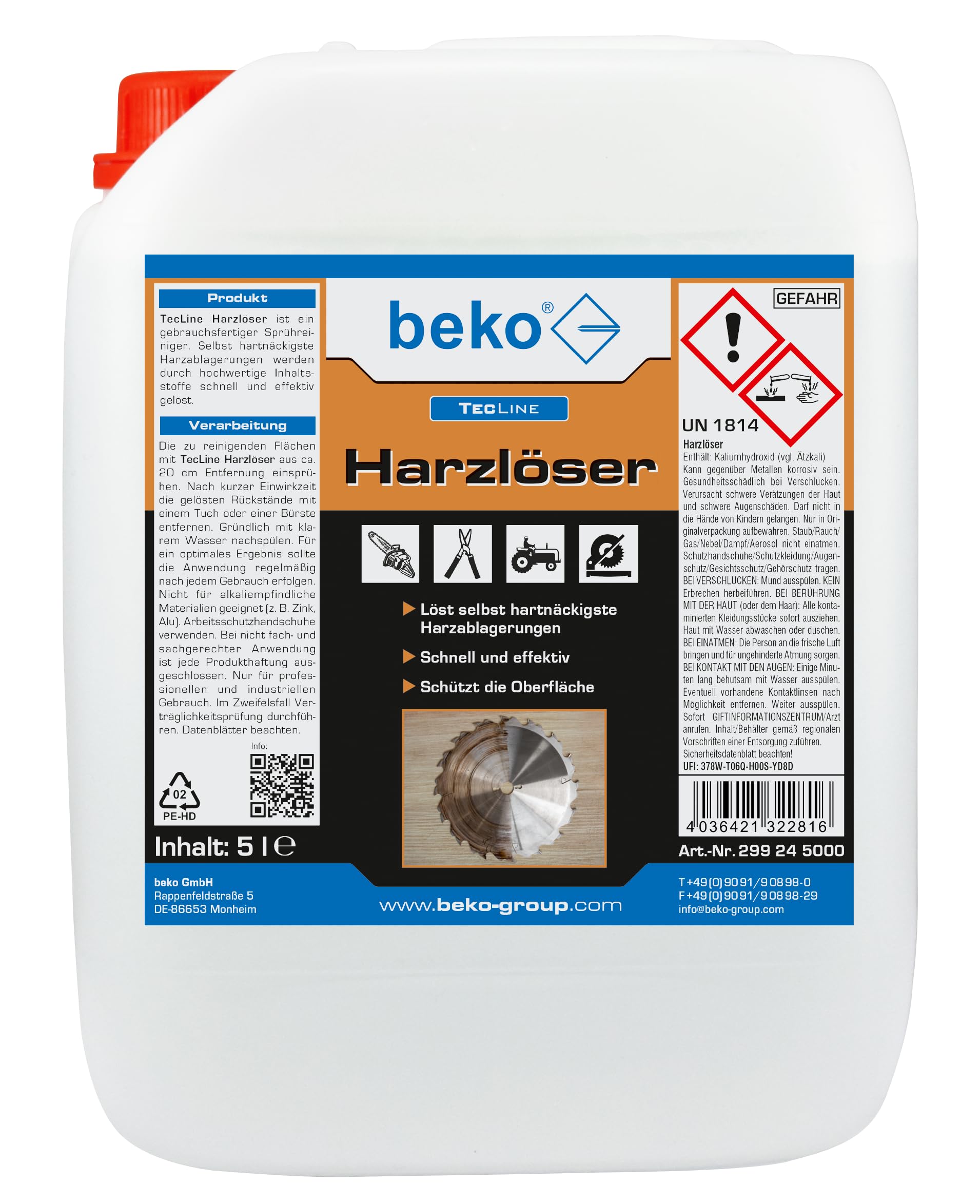 beko TecLine 299 24 5000 - Solvente per resina, 5 l