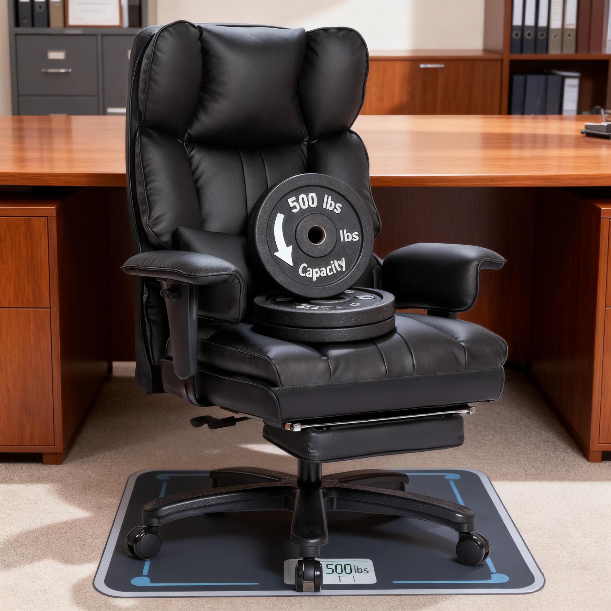 Big and Tall Office Chair 500lbs Wide Seat Executive High-Back Office Foot Rest, Ergonomic Lumbar Support Computer Gaming Chairs for Heavy People(