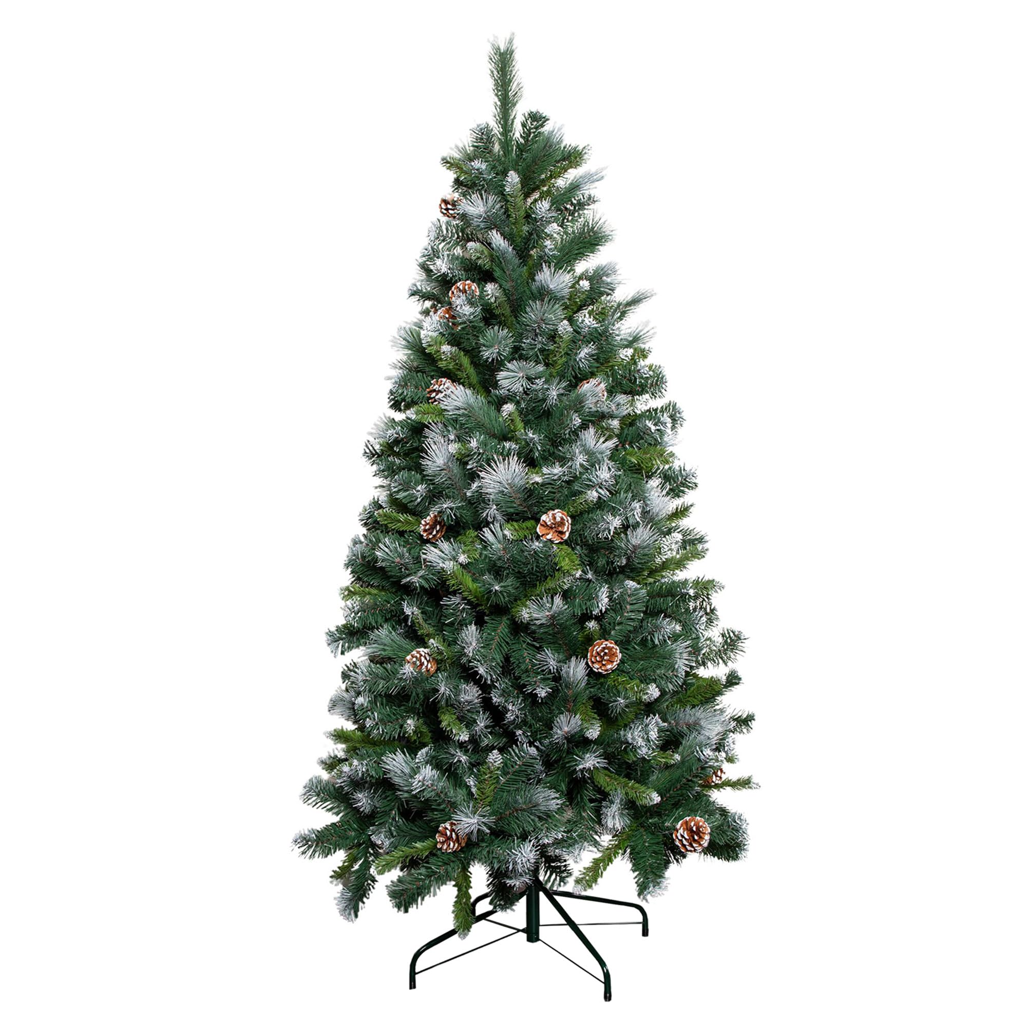 Samuel ALEXANDER 7ft (2.1m) Frosted Glacier Pine Snow Tipped Christmas Tree with Pinecones and 956 Tips