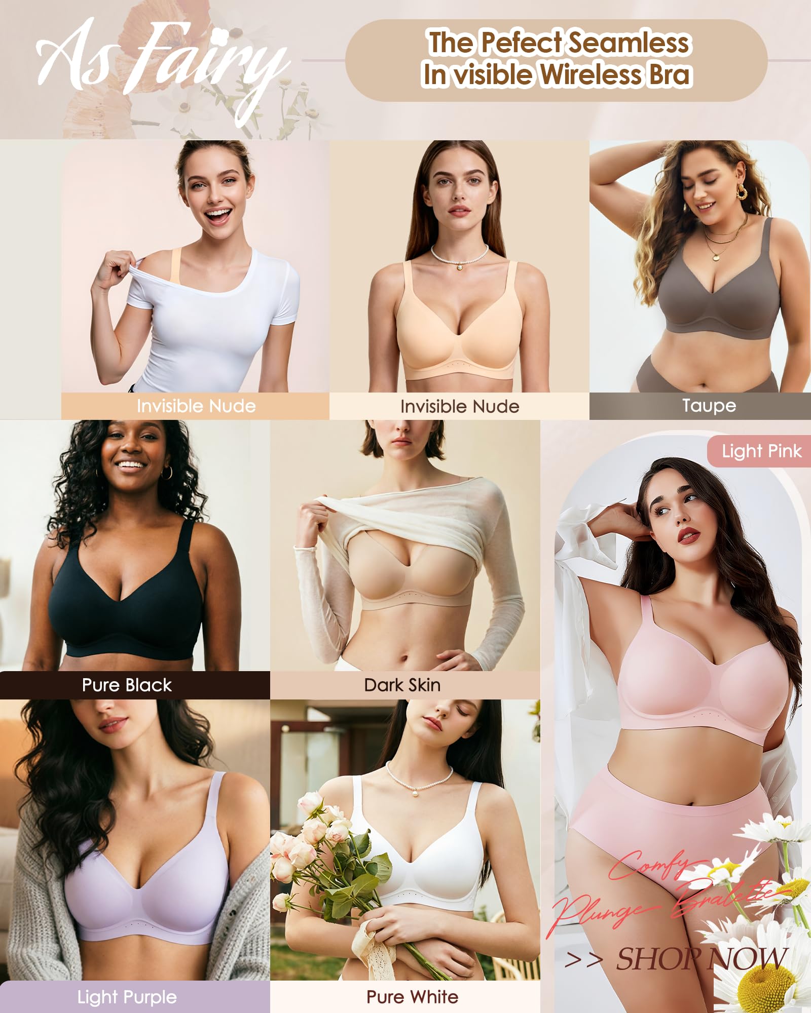 As Fairy Bras for Women No Underwire Jelly Wireless Seamless Full Coverage Comfortable Bra with Airholes — view 6