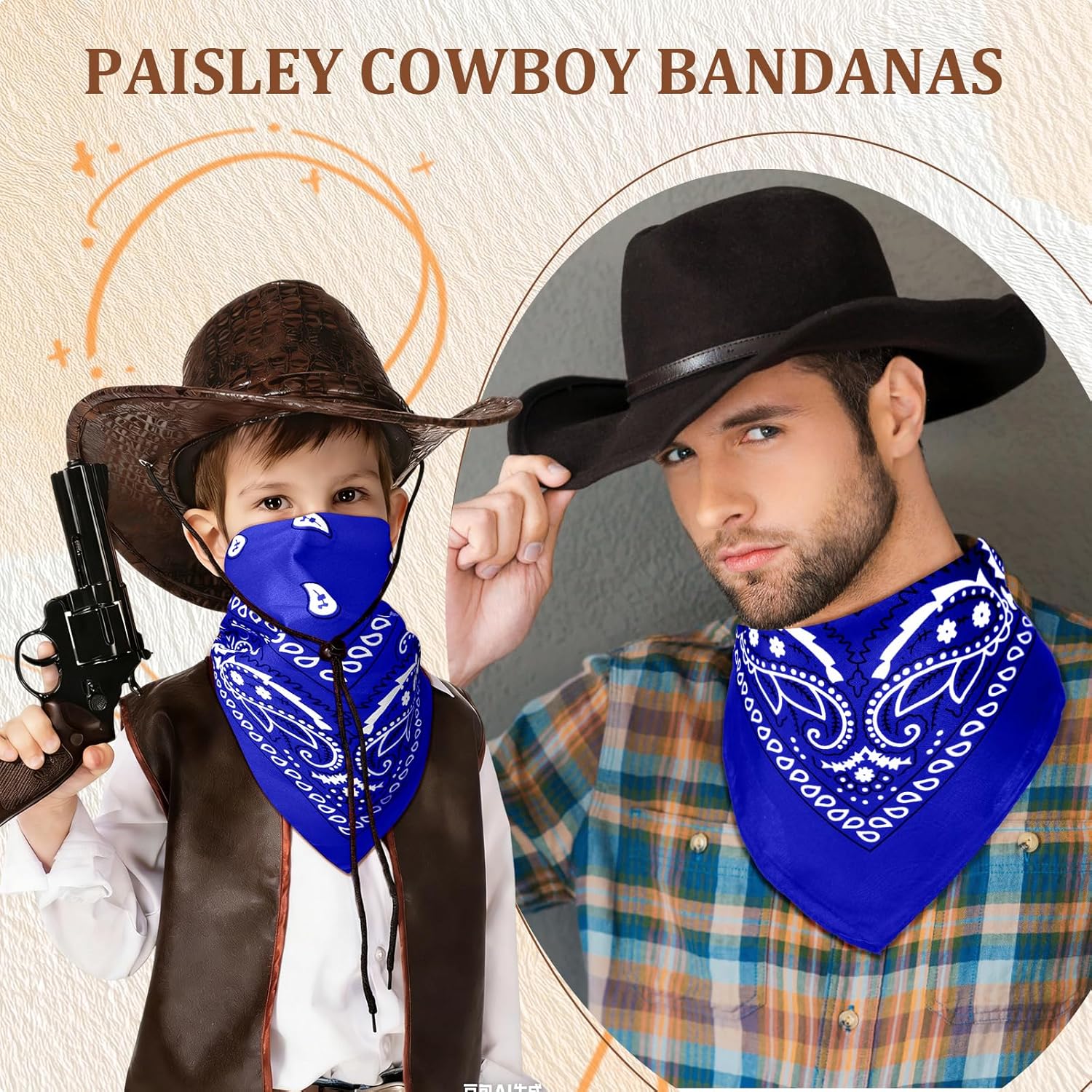 100 Pcs Bandanas Bulk Paisley Bandanas Cowboy Headband Scarf Face Mask for Men Women