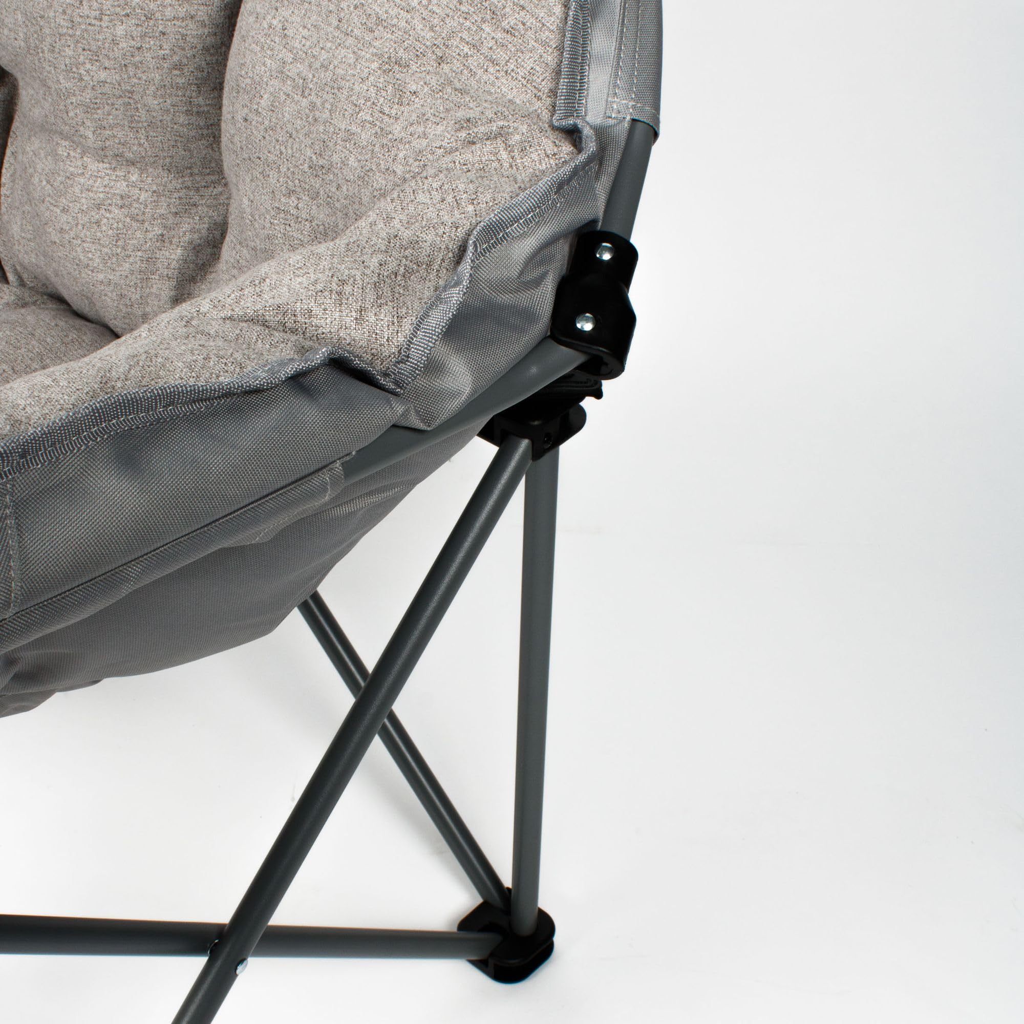 Eclipse Glampingstuhl Outdoor Campingstuhl Moonchair Super 200 KG | Soft Relax Stuhl klappbar Strandstuhl Balkonstuhl oder Gartenstuhl mit Tragetasche Modell: Atlas, Stofffarbe Stuhl:Grau