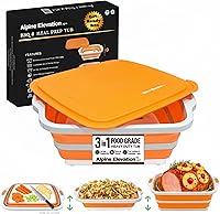 AlpineElevation Collapsible 8L BBQ Marinating Tub with Cutting Board, Lid, Colander & Drain Plug - Perfect for Camping, Tailgating, Picnics - Bold Orange