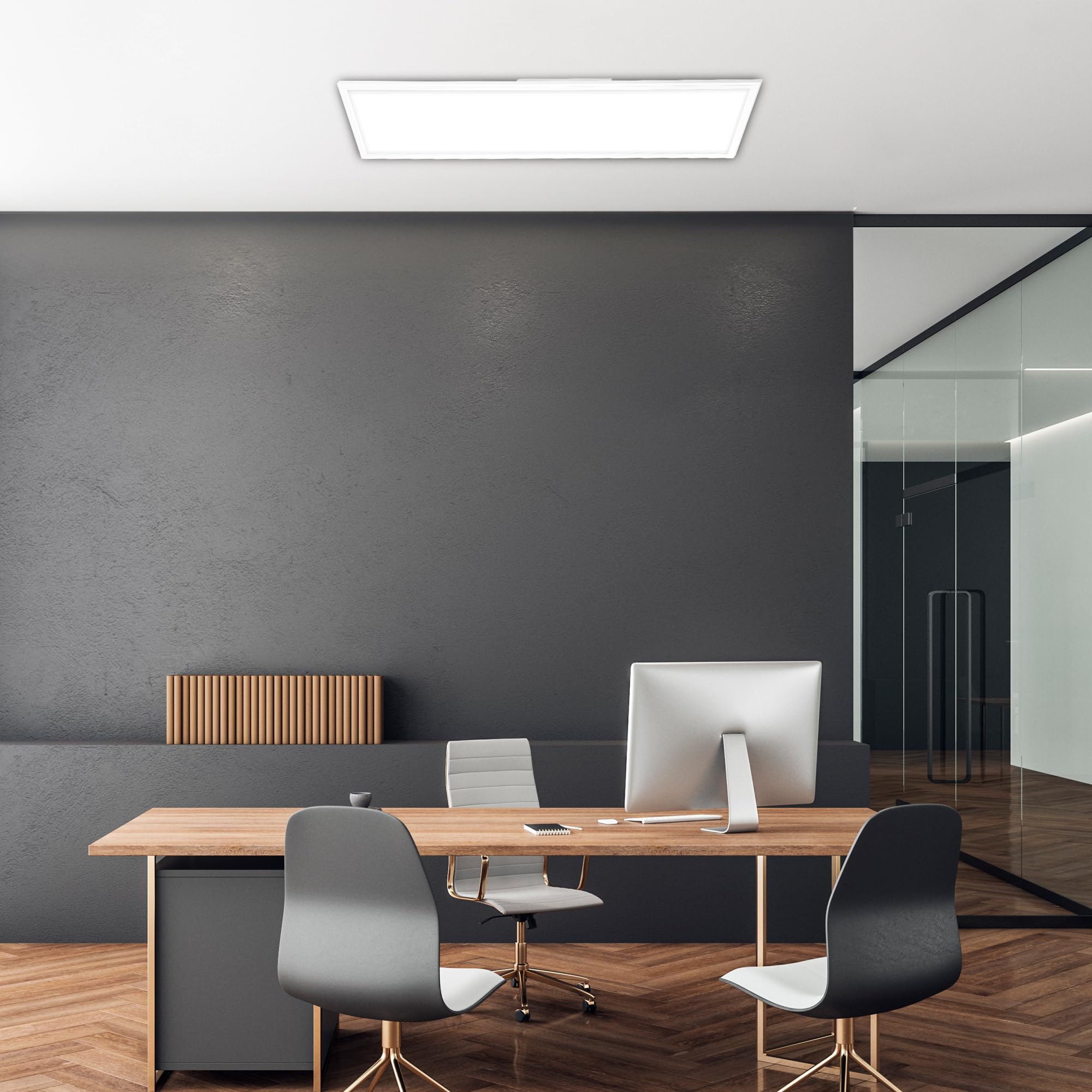 BRILONER - LED Deckenlampe ultraflach, neutralweiße Lichtfarbe, 38 Watt, 4100 Lumen, LED Lampe, LED Deckenleuchte, Wohnzimmerlampe, LED Panel, Küchenlampe, Deckenbeleuchtung, 119,5x29,5x6 cm, Weiß