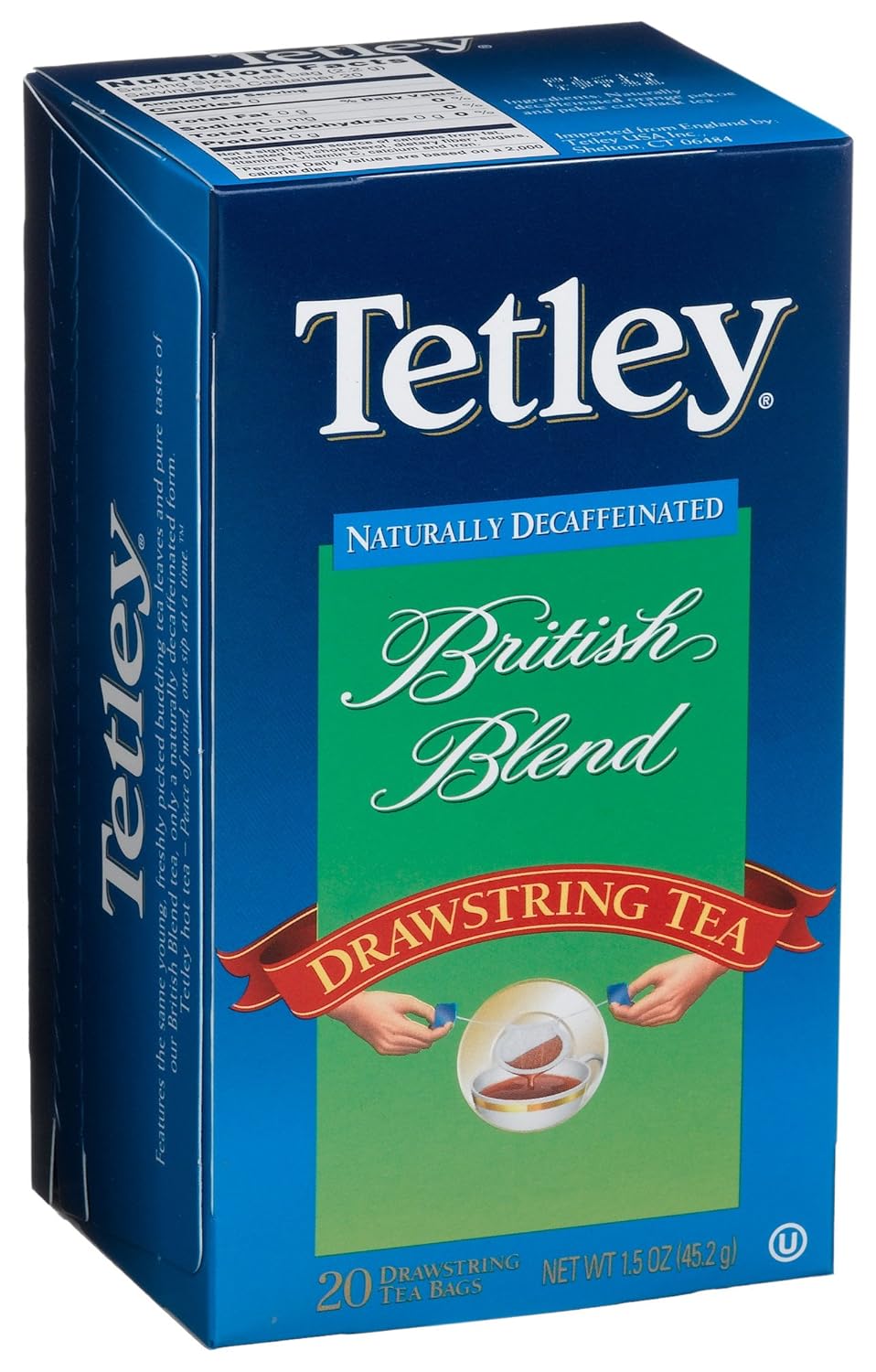 Tetley Naturally Decaffeinated British Blend Drawstring Tea, 20Count Tea Bags