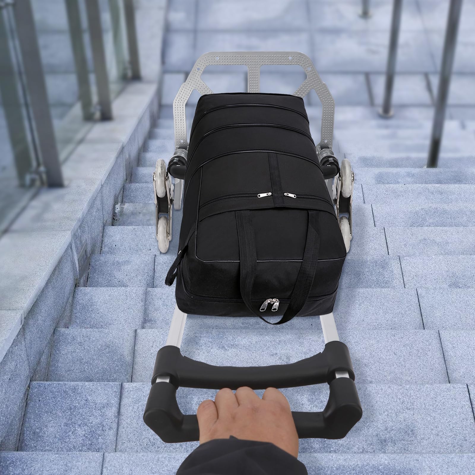 Podobny do wózka ręcznego, składany wózek schodowy z linką mocującą, maksymalne obciążenie do 75 kg, nadaje się jako wózek ręczny / wózek transportowy do transportu na klatkach schodowych