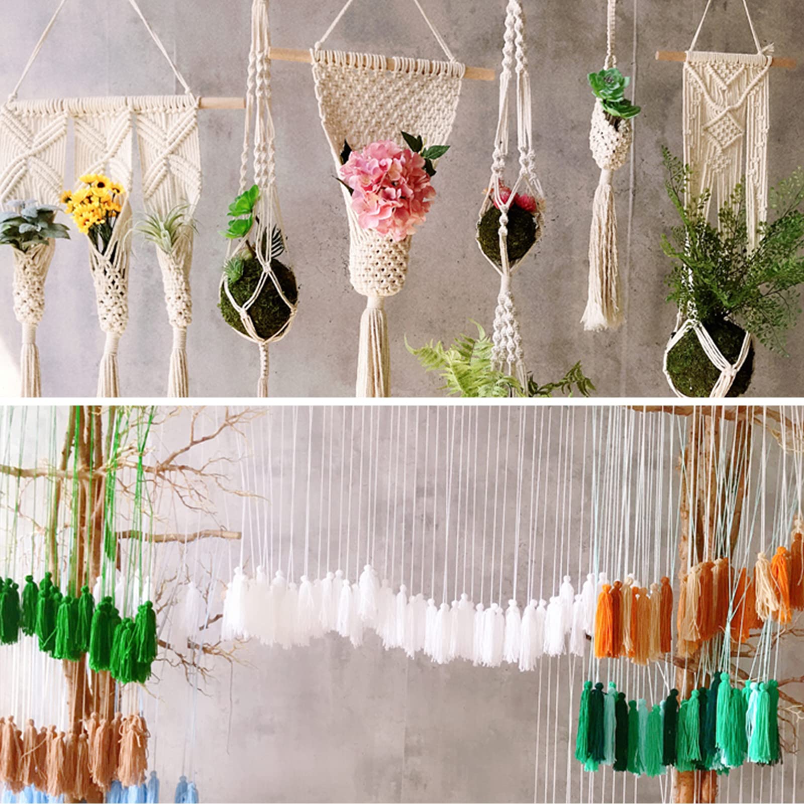Uiopa Hilo Macrame 3mm x 300m Natural Macrame Cuerda Algodon Natural de 4 Hilos Algodó Corde, Bricolaje Craft Cuerda para Cortinas, Colgador de Plantas, Cesta Regalo, Atrapasueños