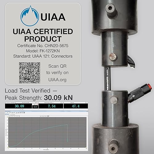 Miniatura 8 de FresKaro Clips de mosquetón de escalada con bloqueo automático de 25 KN con certificación UIAA, bloqueo giratorio y mosquetones resistentes para