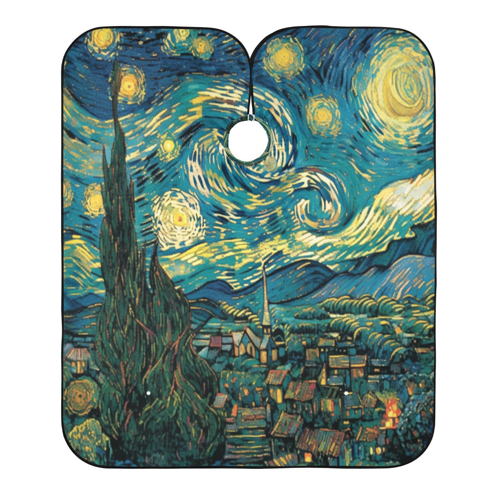 Kigai Starry Night Hair Cutting Cape for Men & Women Waterproof Barber Cape Professional Hairdressing Salon Styling Apron with Adjustable Closure Snap