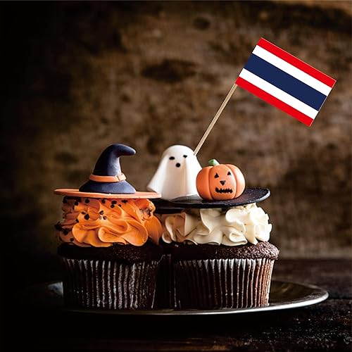 Miniatura 3 de Bandera tailandesa nacional de palillo de dientes, mini cóctel nacional tailandés para cupcakes de frutas, decoración de palitos de alimentos,