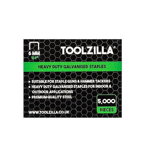 Miniatura 1 de TOOLZILLA Grapas resistentes para pistola de grapas - Paquete de 5,000 grapas galvanizadas Toolzilla de 0.236 in (corona estrecha). Perfecto para