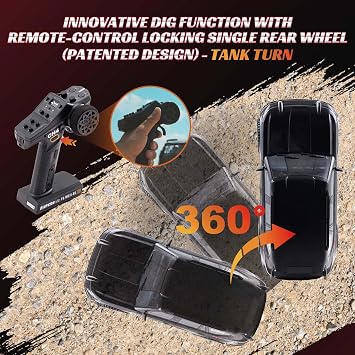 EAZYRC FMS Canyon 1/10 RC Crawler with Innovative DIG System LCG Chassis,Pro 4x4 RC Rock Truck with Portal Axles, 2-Speed Transmission, Full Metal Oil Shocks,High Simulation Remote Control Car