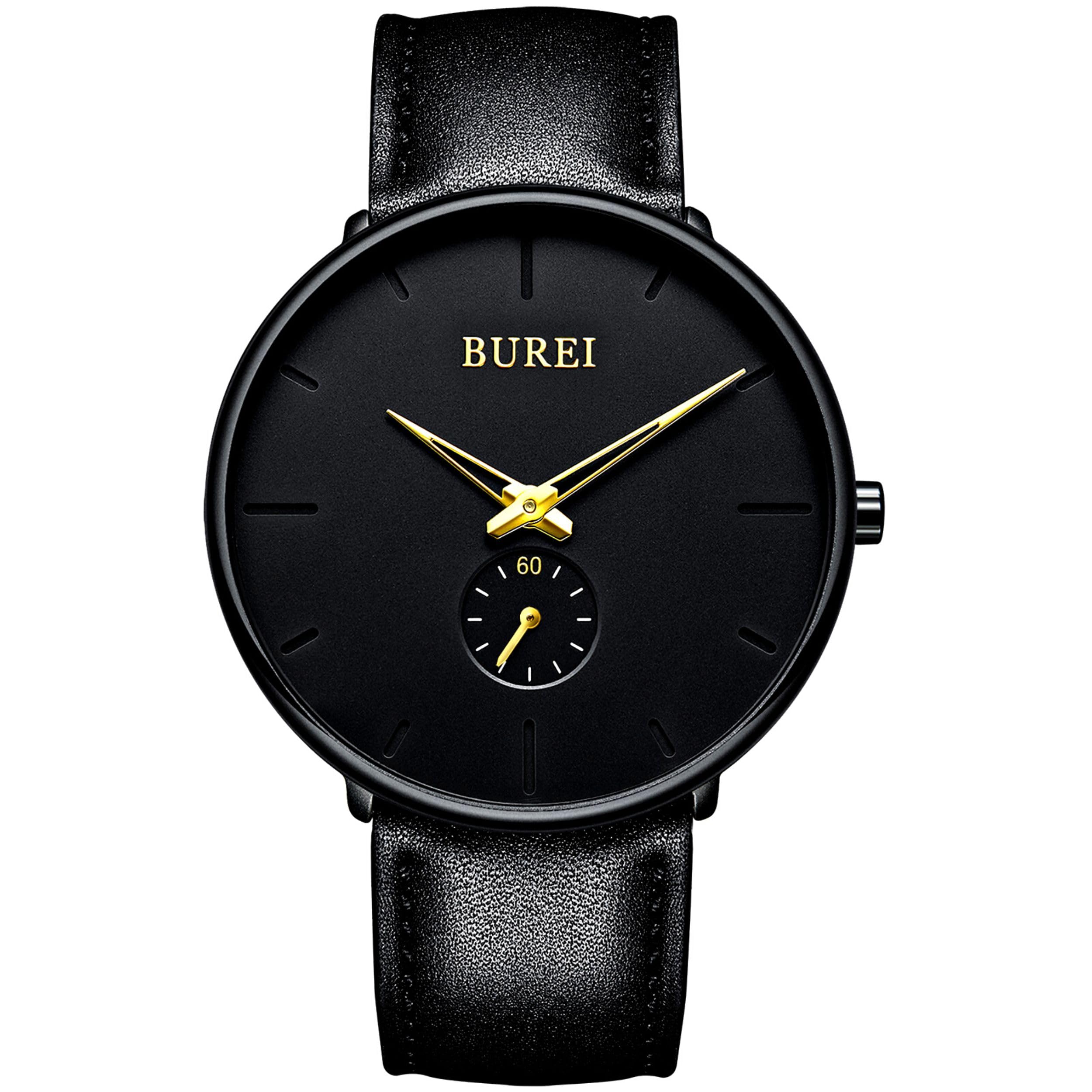 BUREI Mens Quartz Watch Black Minimalist Analog Ultra Thin Waist Watch Simple Style Stainless Steel Mesh Band (B07VM51QVJ) Amazon Price History, Amazon Price Tracker