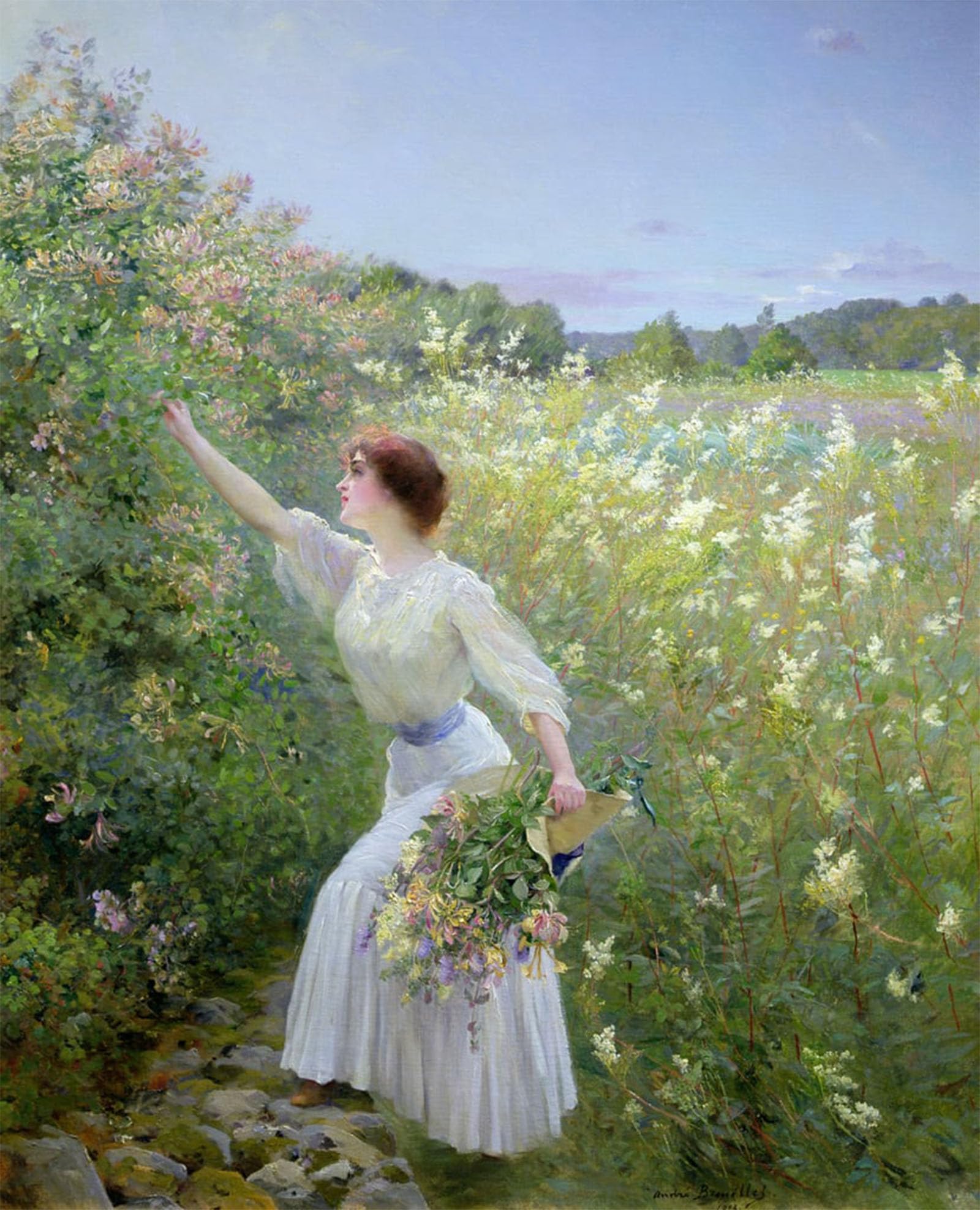 ARTXLXXBN Famous Print Painting Colorful Art Print Wild Honeysuckle by Pierre Andre Brouillet Canvas Art Decorations for Home Decor 60x90cm