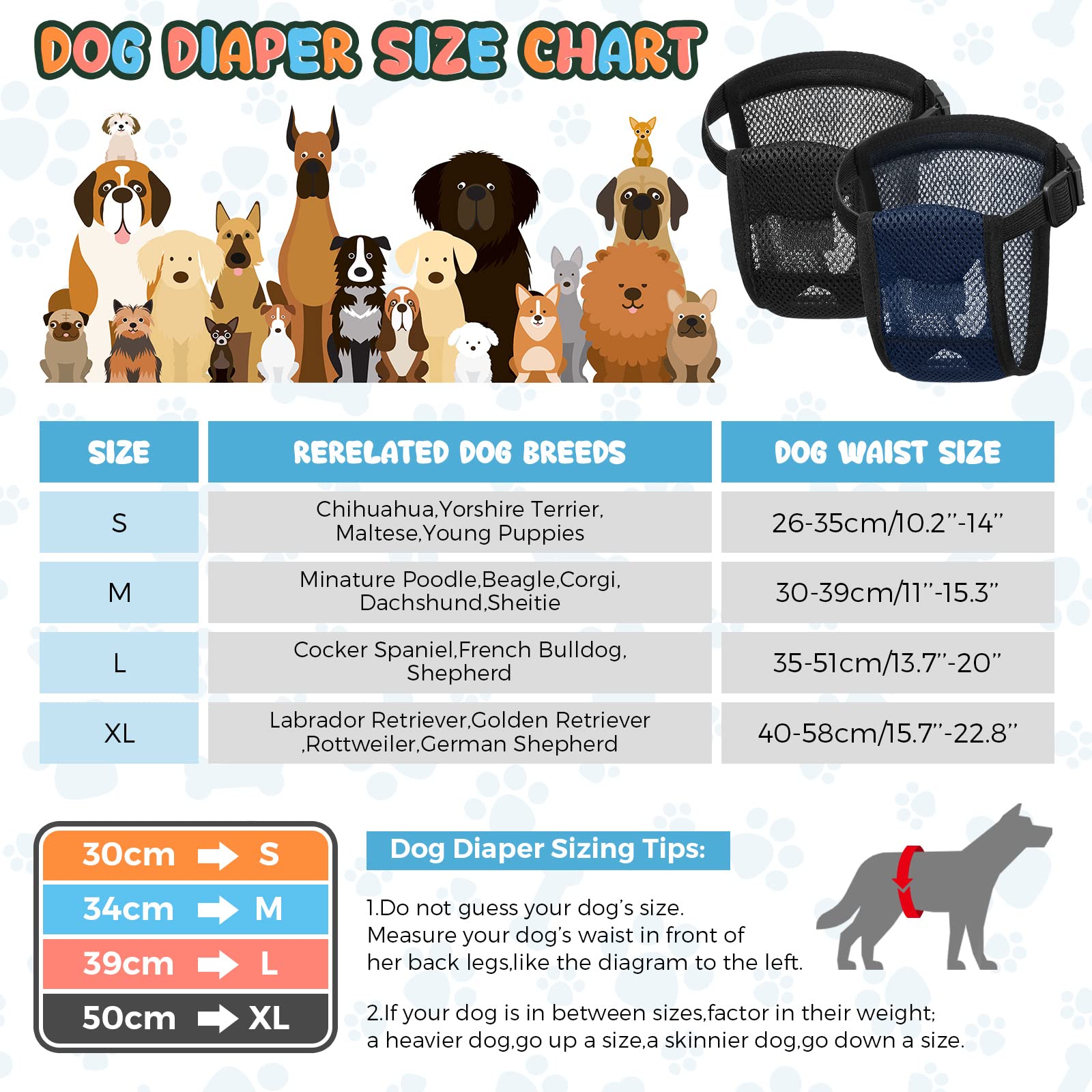 Pannolini Lavabili Per Cagne - Mutandine Protettive Con Assorbenti, 2 Confezioni