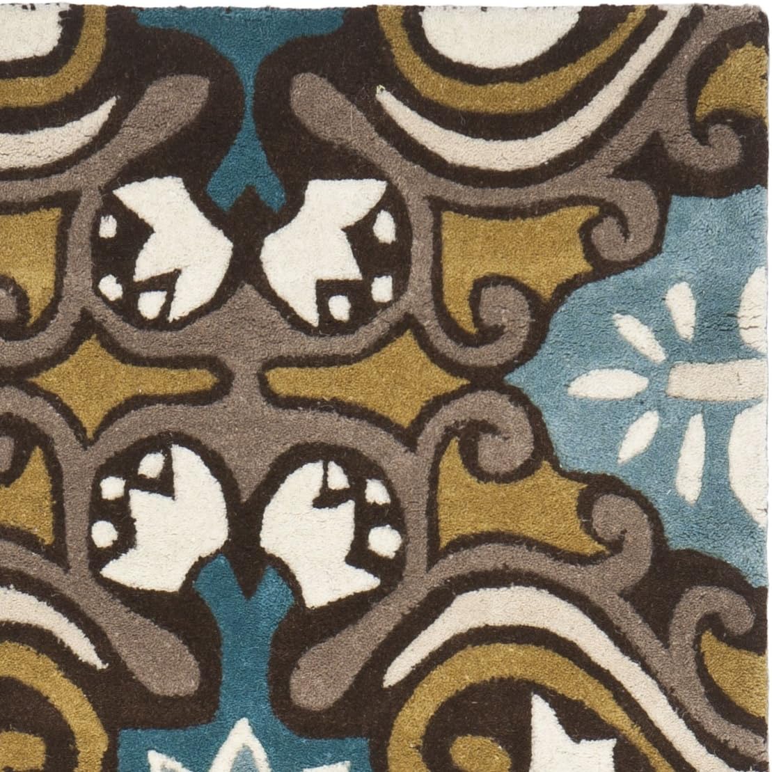 SAFAVIEH Wyndham Collection Runner Rug - 2'3" x 9', Blue & Multi, Handmade Modern Wool, Ideal for High Traffic Areas in Living Room, Bedroom (WYD327A)