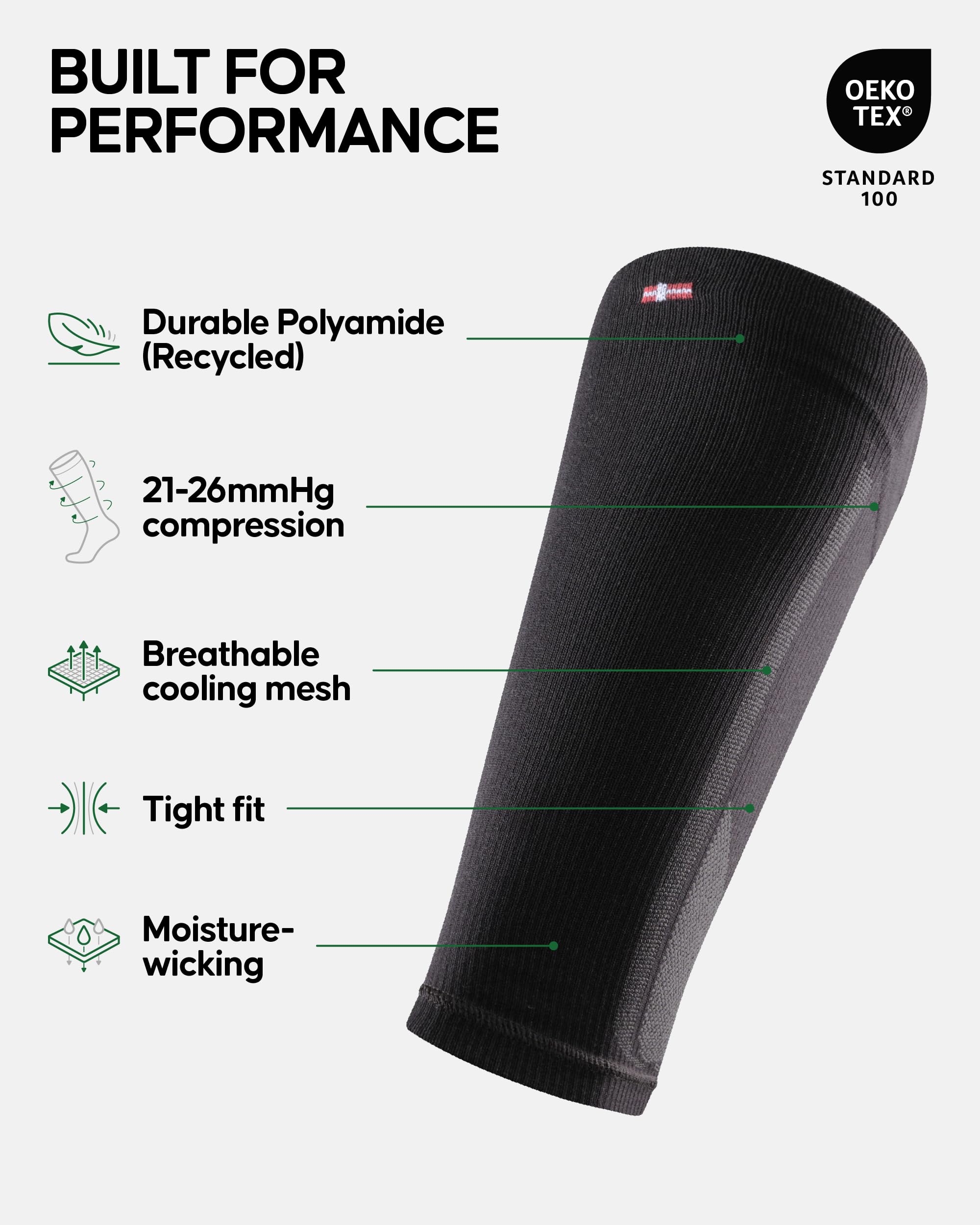 DANISH ENDURANCE Fasce a Compressione Graduata per Polpaccio, 21-26mmhg, Scaldamuscolo, da Uomo e Donna, 1 o 3 Paia