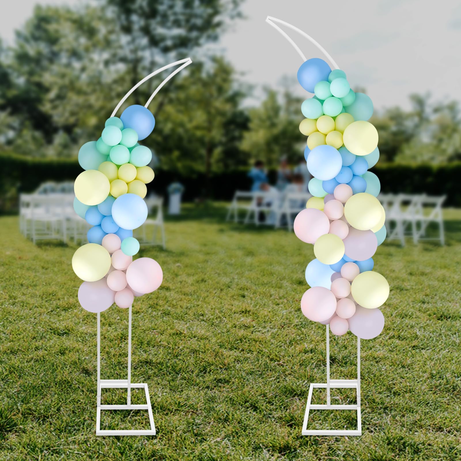 Hochzeitsbogen Gestell Set, 2-tlg Hintergrund Ständer 2.1m+1.9m - Stabile Hochzeit Deko für Traubogen, Feiern & Bankette (Weiß)