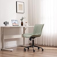 Vista 75 de YOUNIKE Silla de oficina, silla de escritorio sin brazos con ruedas, sillas giratorias ajustables para computadora de oficina en casa, silla