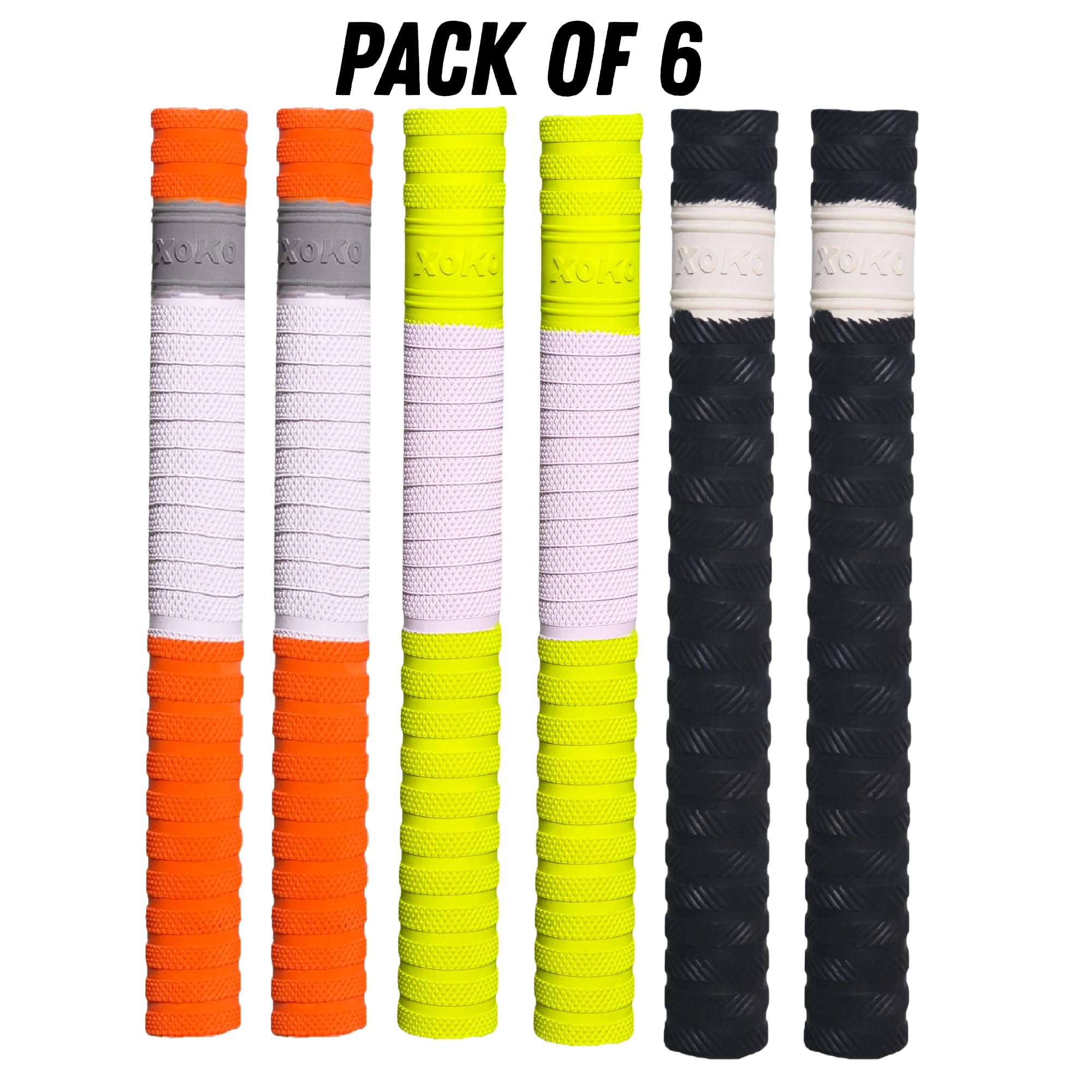 XOKO Cricket Bat Grip | Anti-Slip Rubber Handle | Ultra Tacky | Pack of 6 | High-Performance Grip for Enhanced Bat Handling