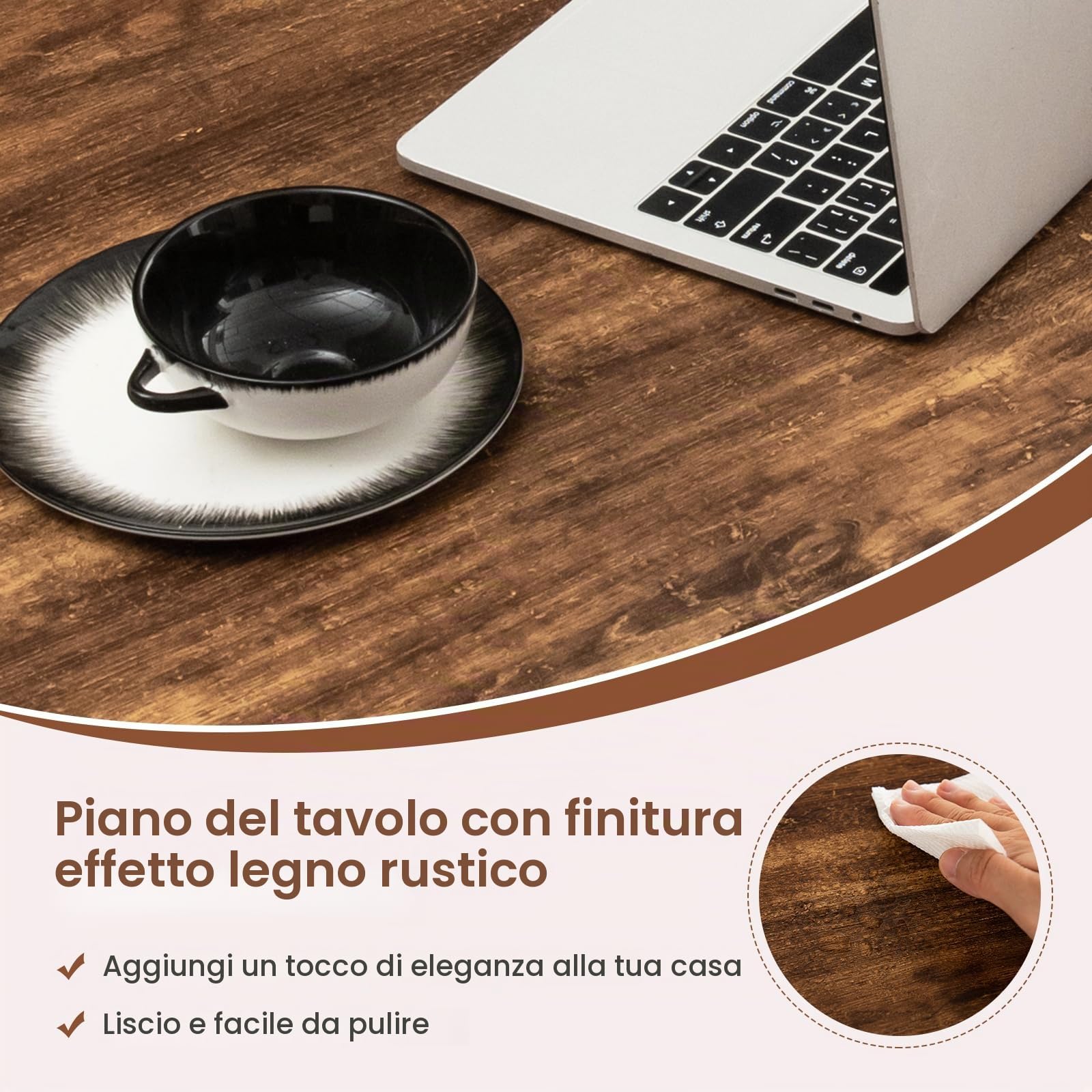 GIANTEX Tavolino da Caffè Oro, Tavolo da Salotto con Gambe in Metallo, Tavolino con Effetto Marmo per Soggiorno, Studio, Camera,110 x 50 x 46 cm (Marrone)