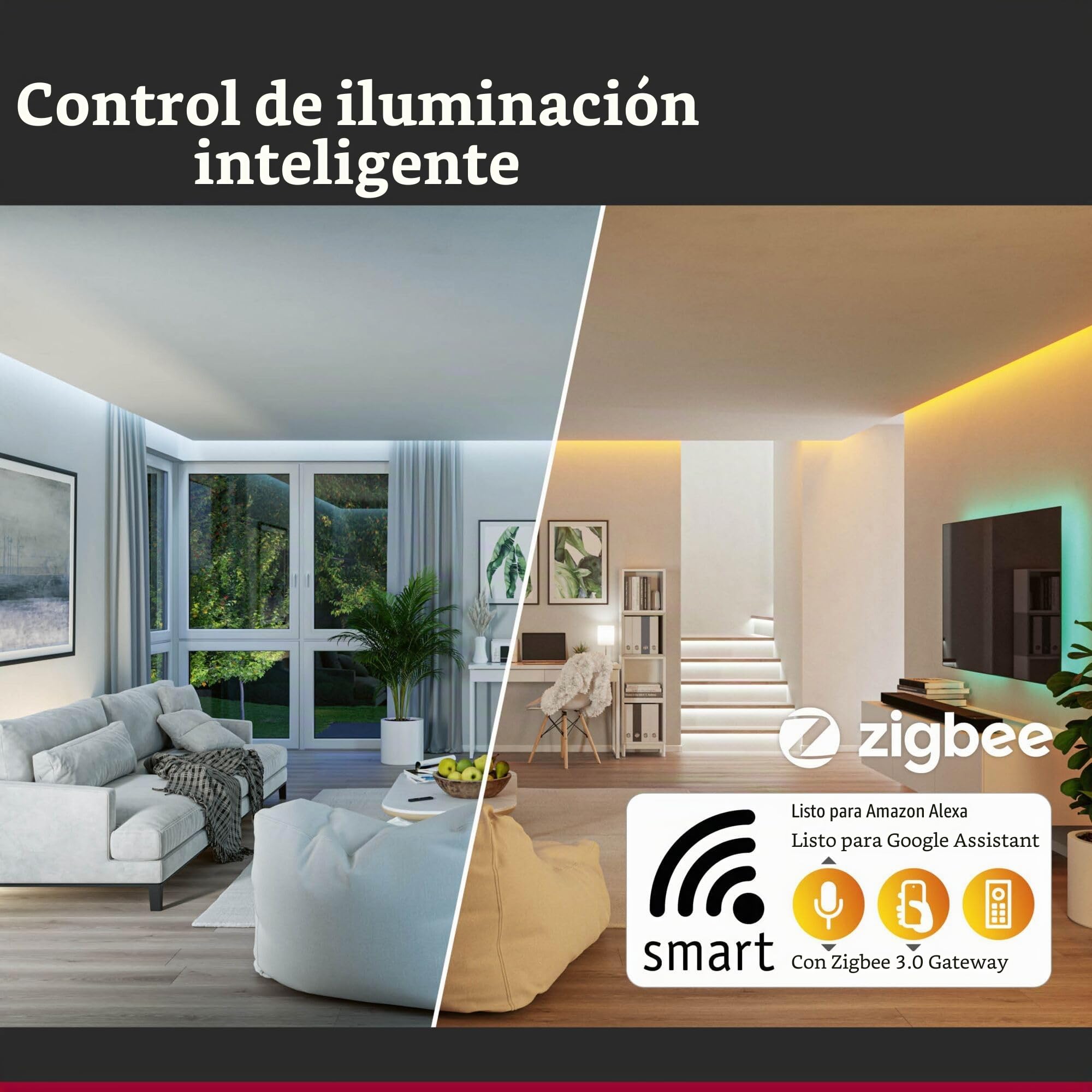 Paulmann 50134 Smart Home Zigbee Interruptor de pared On/Off/Dimm Blanco Control Plástico