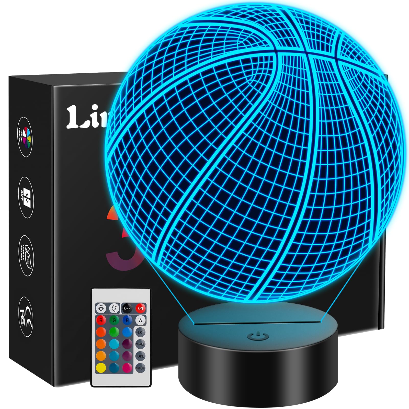 Linkax Basketball Gifts Stocking Stuffers for Teens Boys Girls, Basketball 3D Illusion Night Light Christmas Gifts for Ages 8-13, 5-15 Year Old Boy