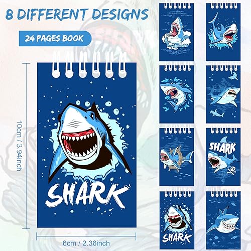 Miniatura 2 de Pajean Paquete de 24 mini cuadernos de tiburón, cuadernos de notas en espiral con temática de tiburón, cuadernos de bolsillo bajo el mar, cuadernos