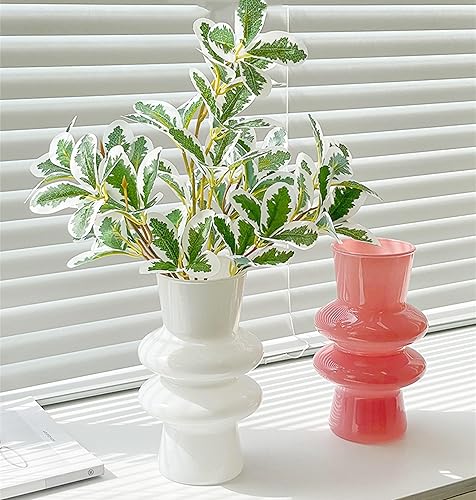 Miniatura 2 de JSPYFITS Jarrones de vidrio modernos, jarrón de vidrio de cuatro capas de 7.87 pulgadas de alto, floreros de burbujas decorativos para decoración