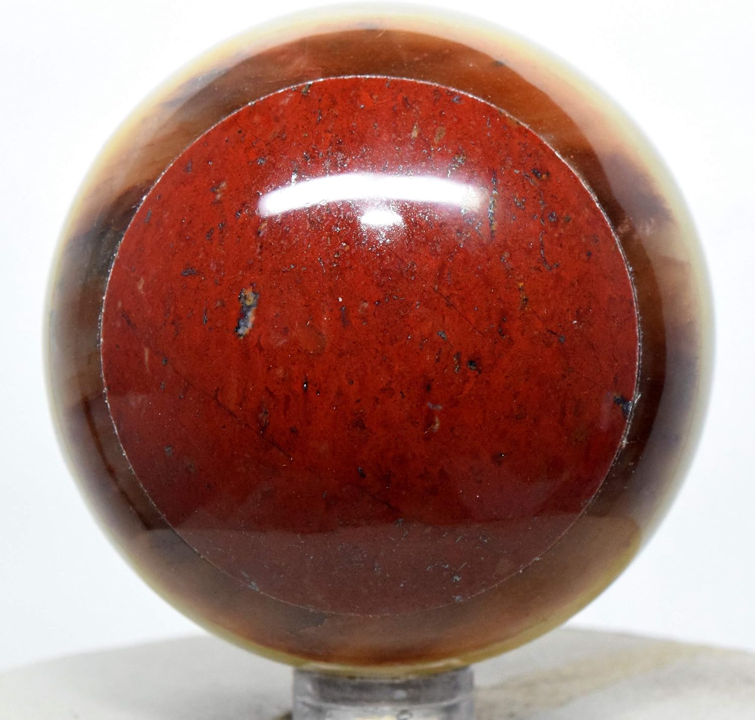 HQRP 58mm 7 Chakras Bonded Sphere Layered Mineral Ball All Chakras Faceted Crystal Polished Stone - India + Stand