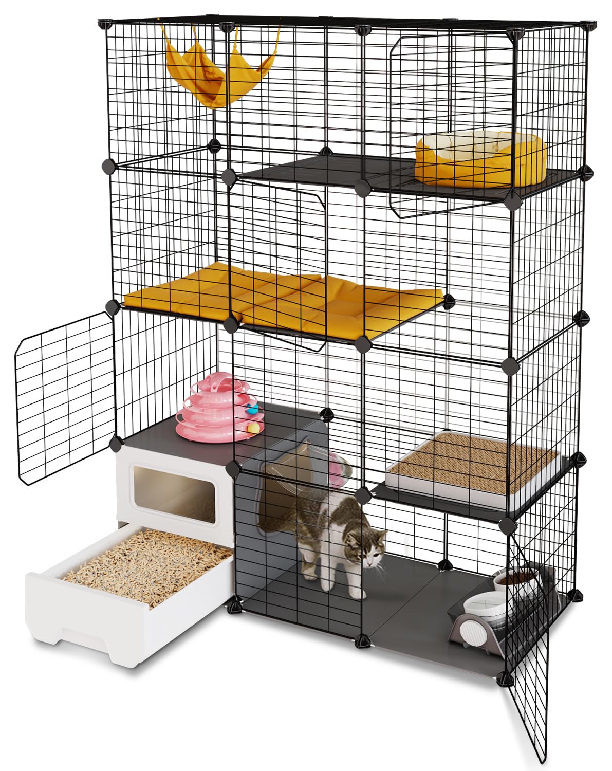 猫ケージ トイレ付 大型 キャットケージ ケージ ゲージ ペット 猫 ベビー キャット ケージ屋内猫ベビーサークル ゲージ キャットタワー スタジアム ドア付き ワ 猫ゲージ 3段 大型 キャットケージ スリム トイレ ワイド 大型 猫