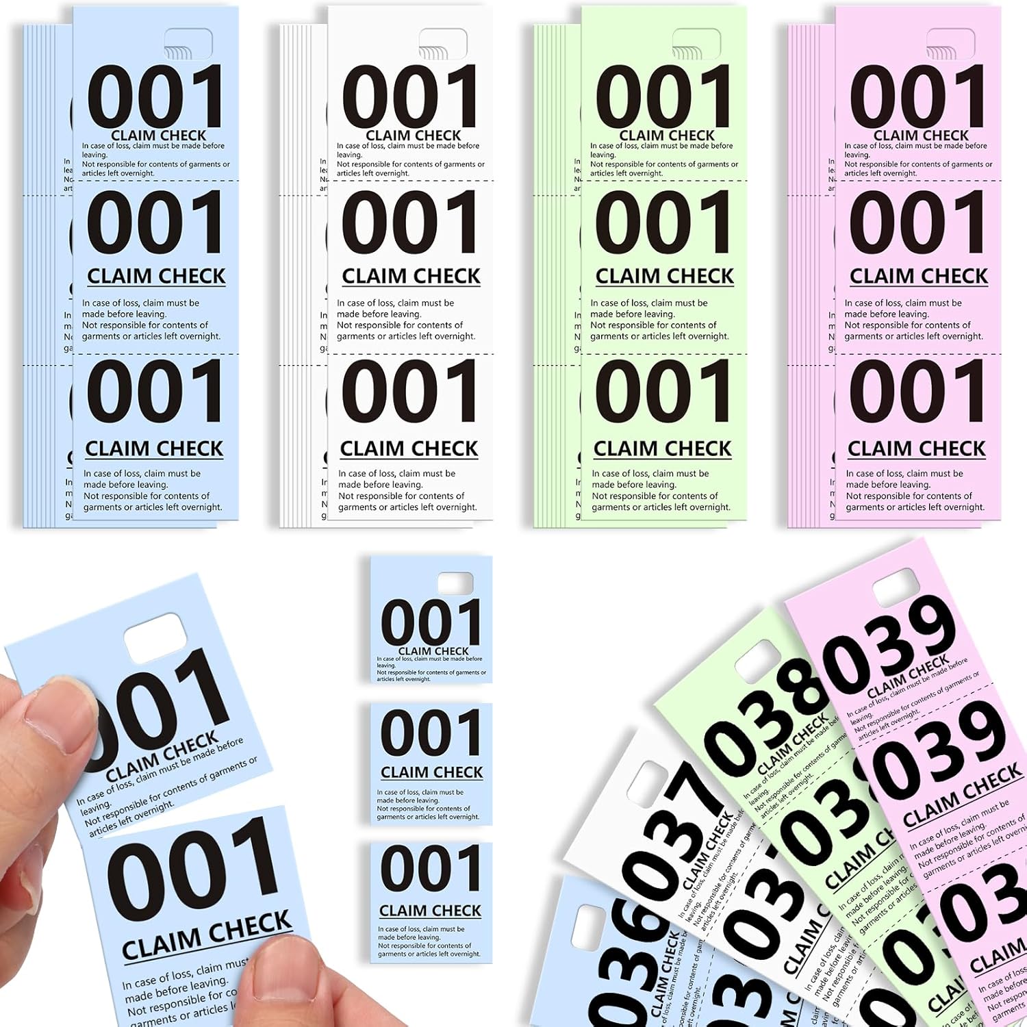 Amazon.com: 2000 Pcs Coat Check Tickets Multi Color Paper Coat Room ...