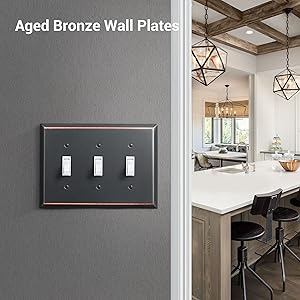 DEWENWILS Tripple Toggle Light Switch Cover,Aged Bronze Outlet Wall Plates, Solid Metal