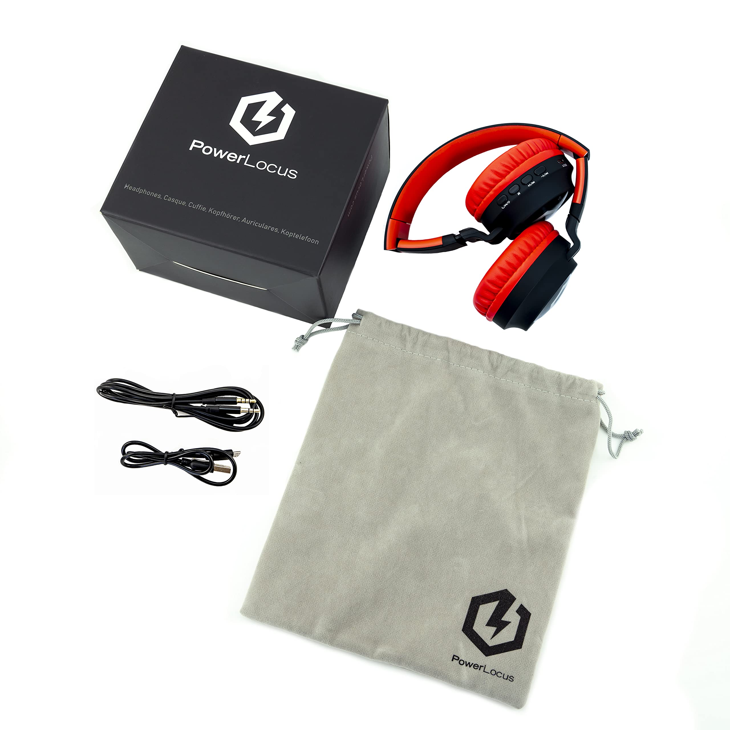 PowerLocus Bezprzewodowe słuchawki Bluetooth dla dzieci, światła LED, bezpieczne ograniczenie głośności 85 dB, składane, tryb micro SD, wbudowany mikrofon liniowy do telefonów, tabletów, laptopów