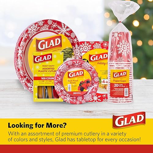 Miniatura 74 de Glad Glad - Tenedores de plástico surtidos para cubiertos, 24 unidades, cubiertos de plástico transparente y resistente, 8 tenedores, 8 cuchillos, 8