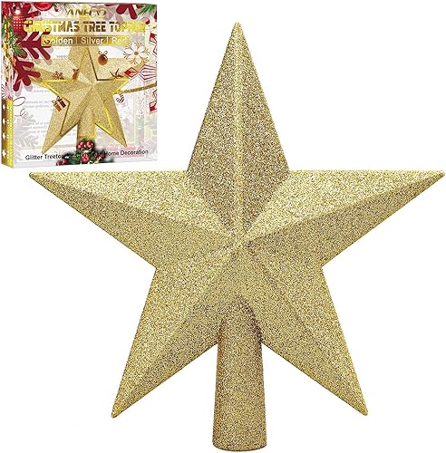 Miniatura 8 de Aneco - Estrella con brillantina para decorar el arbolito de navidad, decoración para la parte de arriba del arbolito