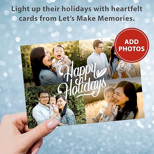 Miniatura 2 de Let's Make Memories Tarjeta de fotos retro personalizada con múltiples fotos, 5 x 7 pulgadas de alta calidad (tarjetas de Año Nuevo y sobres