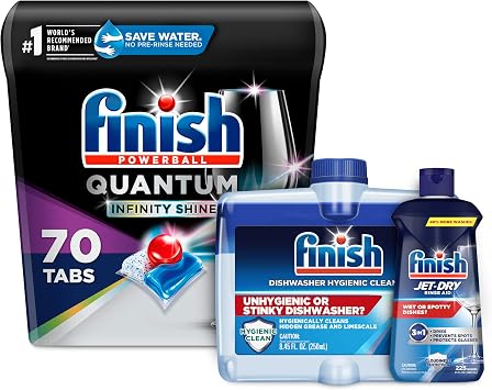 حزمة من اللمعان اللانهاية الكمومية - 70 الكونت - منظف غسالة الصحون + Jet-Dry Rinse Aid + منظف غسالة الصحون - سائل طازج
