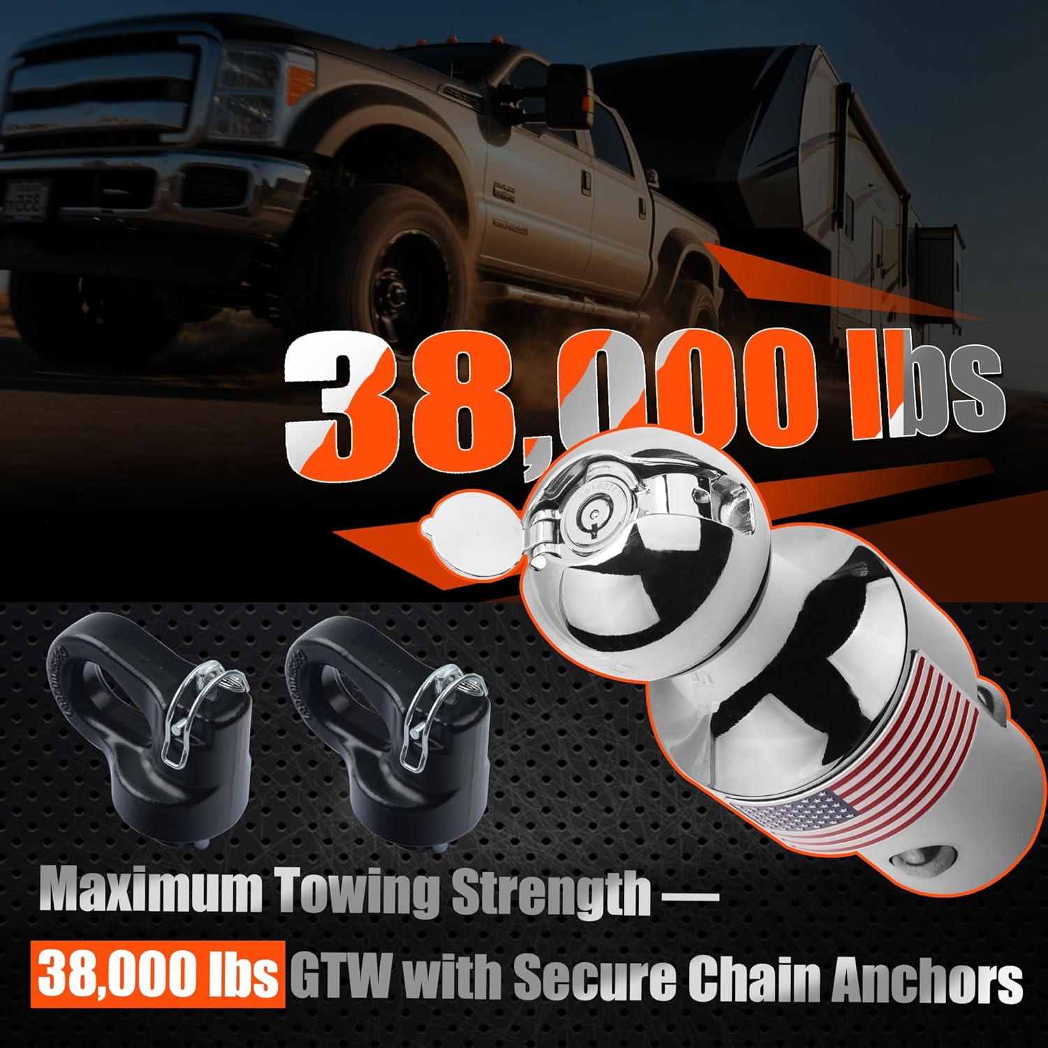 60639 Puck System Gooseneck Hitch Kit with Anti-Theft Lock for F250 F350 F450 Silverado 2500/3500HD, Sierra 2500/ 3500HD, Titan XD, 2-5/16" gooseneck Ball, Three-Steel-Ball Locking System, 38000lbs