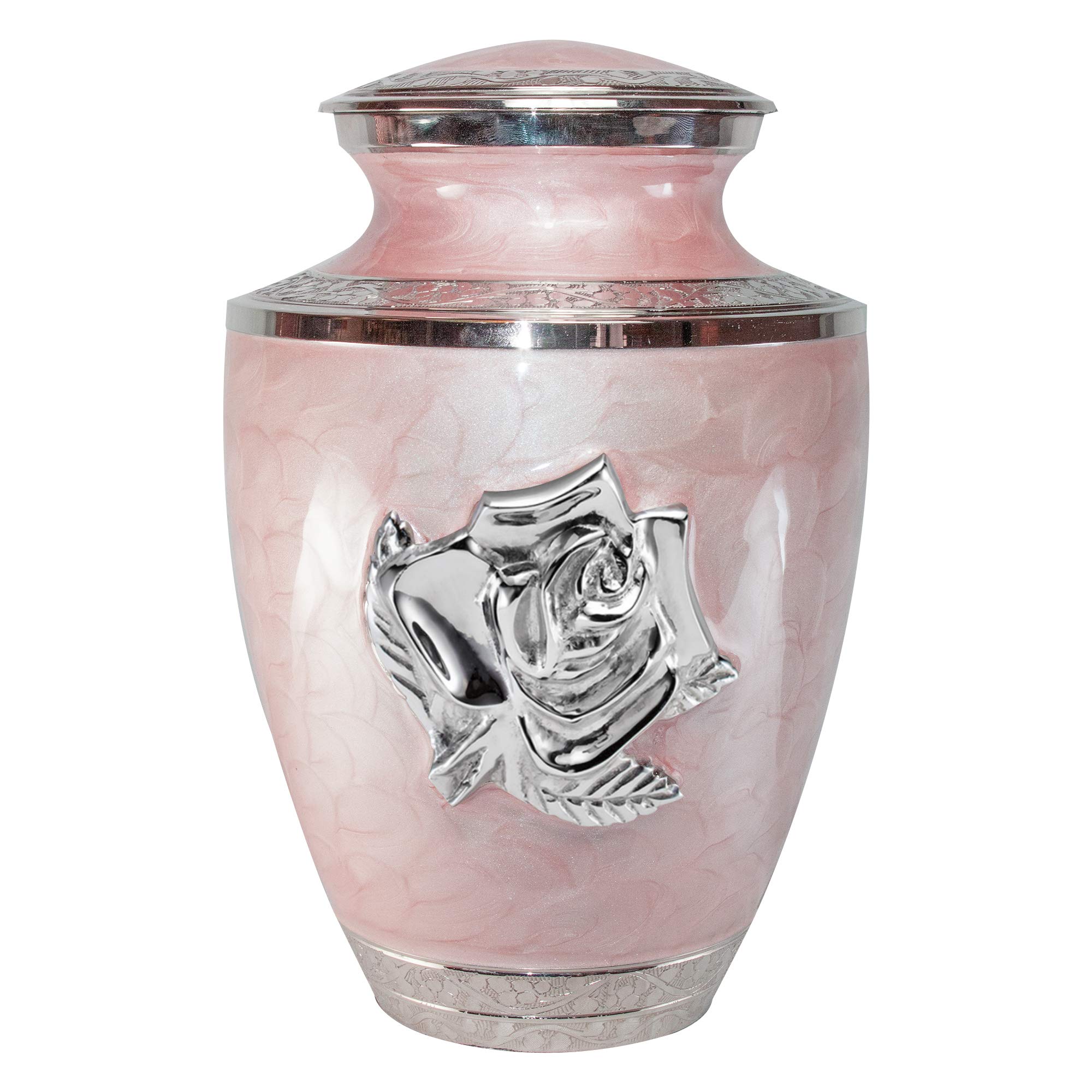 Custom Adult Pink Rose Cremation Urn, Large Rose Flower Funeral Urn, Ash urn with Velvet Bag and Personalization