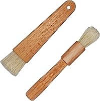 Exceliy 2-Pack Pastry Brushes Natural Boar Bristles Wooden Handles for Basting BBQ Baking Glazing Sauces