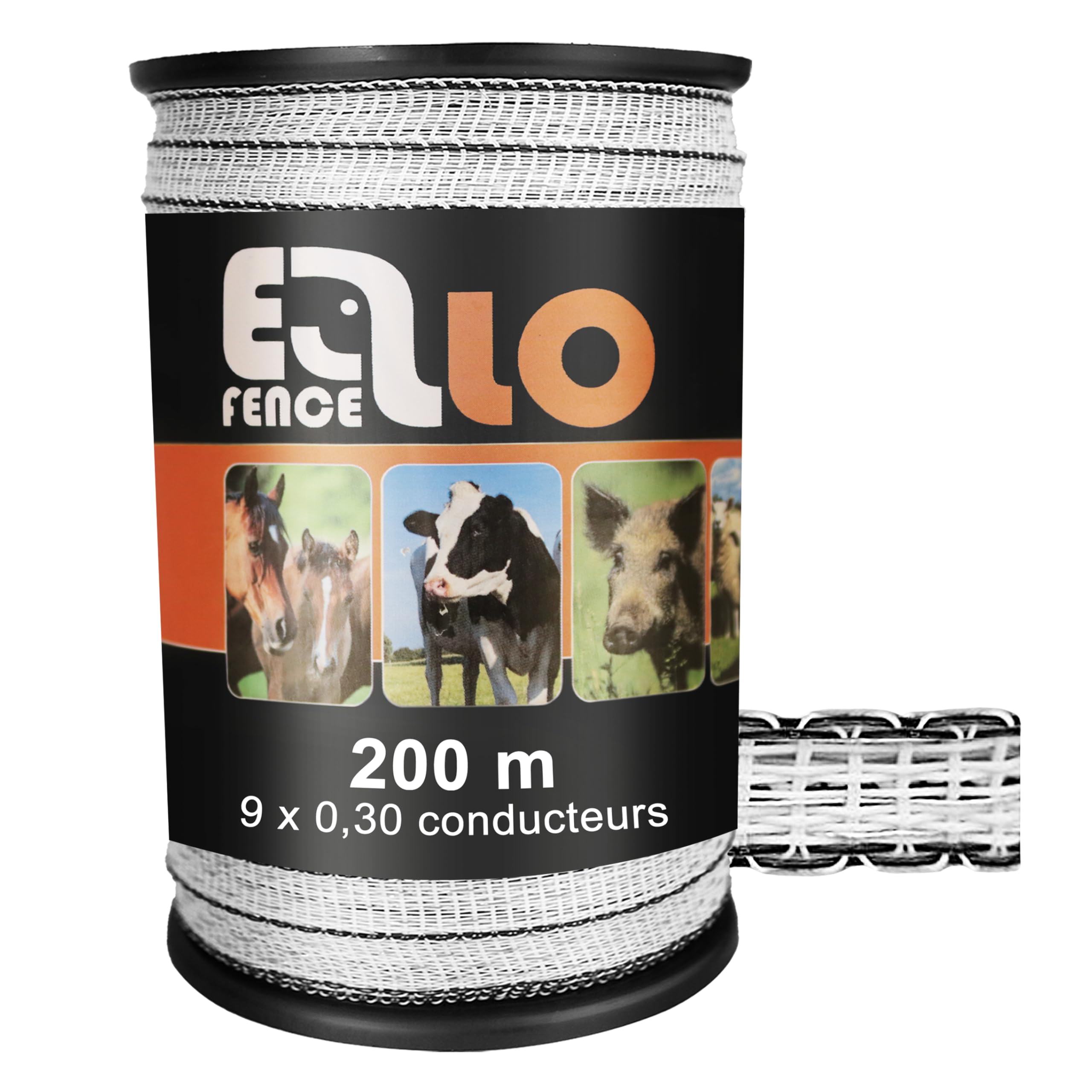 Ruban clôture électrique 20mm x 200m – Ruban conducteur robuste et résistant UV – Accessoire fiable pour pâturage et enclos animaux