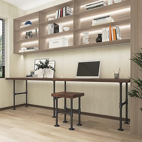 Miniatura 4 de MUZIK Juego de 3 patas de mesa industriales de 28 pulgadas, tubos de metal pintados en negro, muebles vintage para café y patas de mesa auxiliar, 28