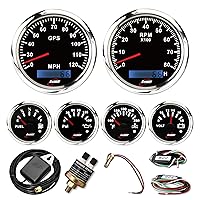 Vista 11 de RACETECH Juego de 6 Instrumentos – Velocímetro GPS de 85mm (3-3/8") 256 km/h Indicadores & Tacómetro 10000 RPM – Calibres de 52mm (2-1/16") de 90°