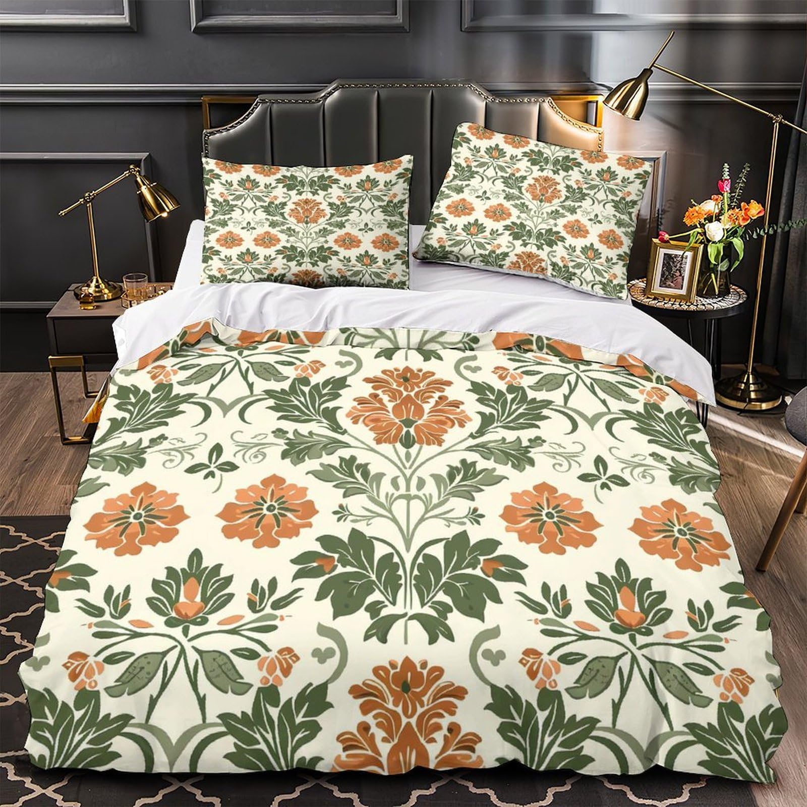 Parure de lit 3D baroque King 220x240cm en microfibre ultra douce avec housse de couette