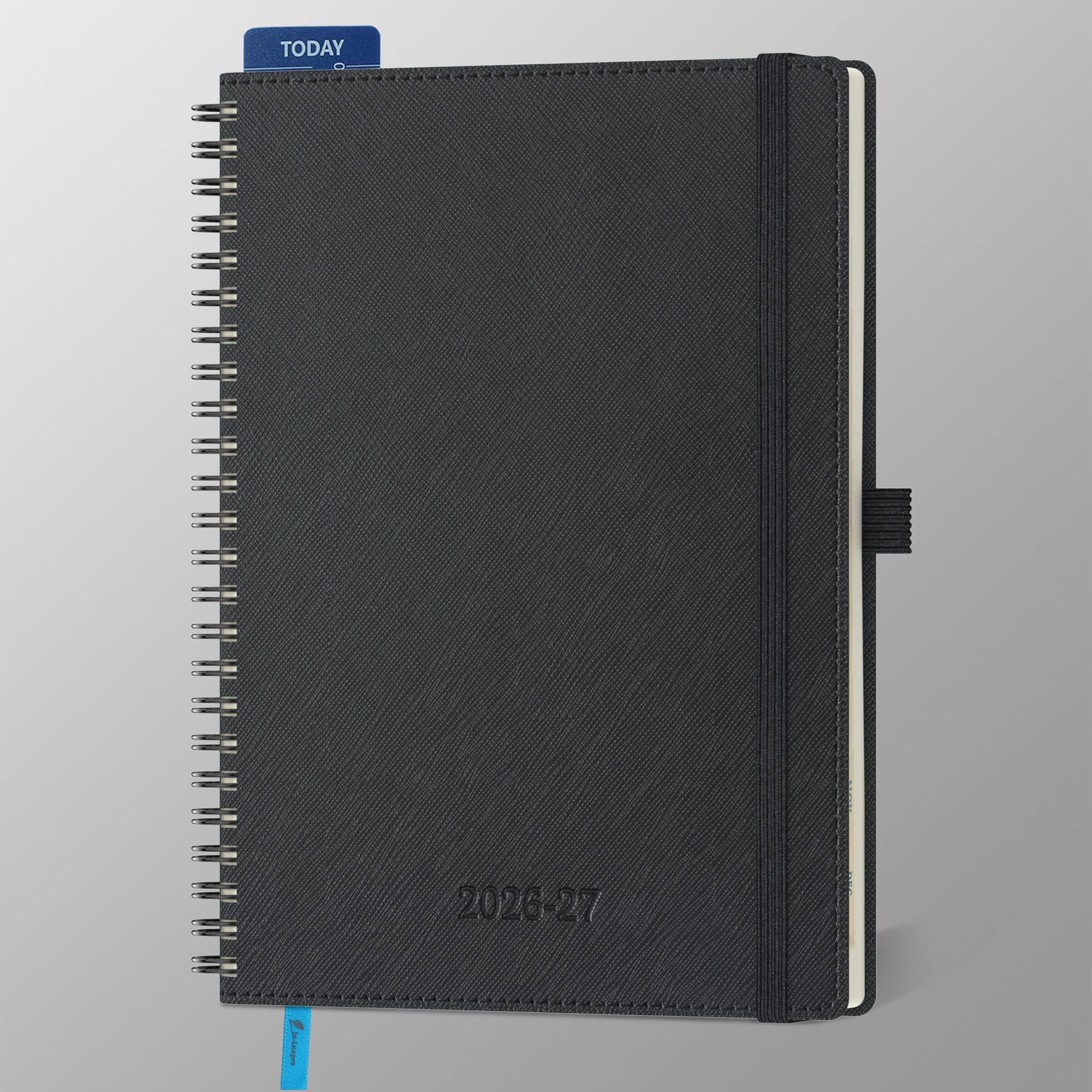 IN-LUXPRO Academic Diary 2026-2027: A5 Week to View (21.9x16.2 cm) 18 Months(Jul'26 - Dec'27) Spiral Weekly & Monthly Planner with Month Tabs & Inner Pocket, Expenses/Note Pages, PU Leather Black
