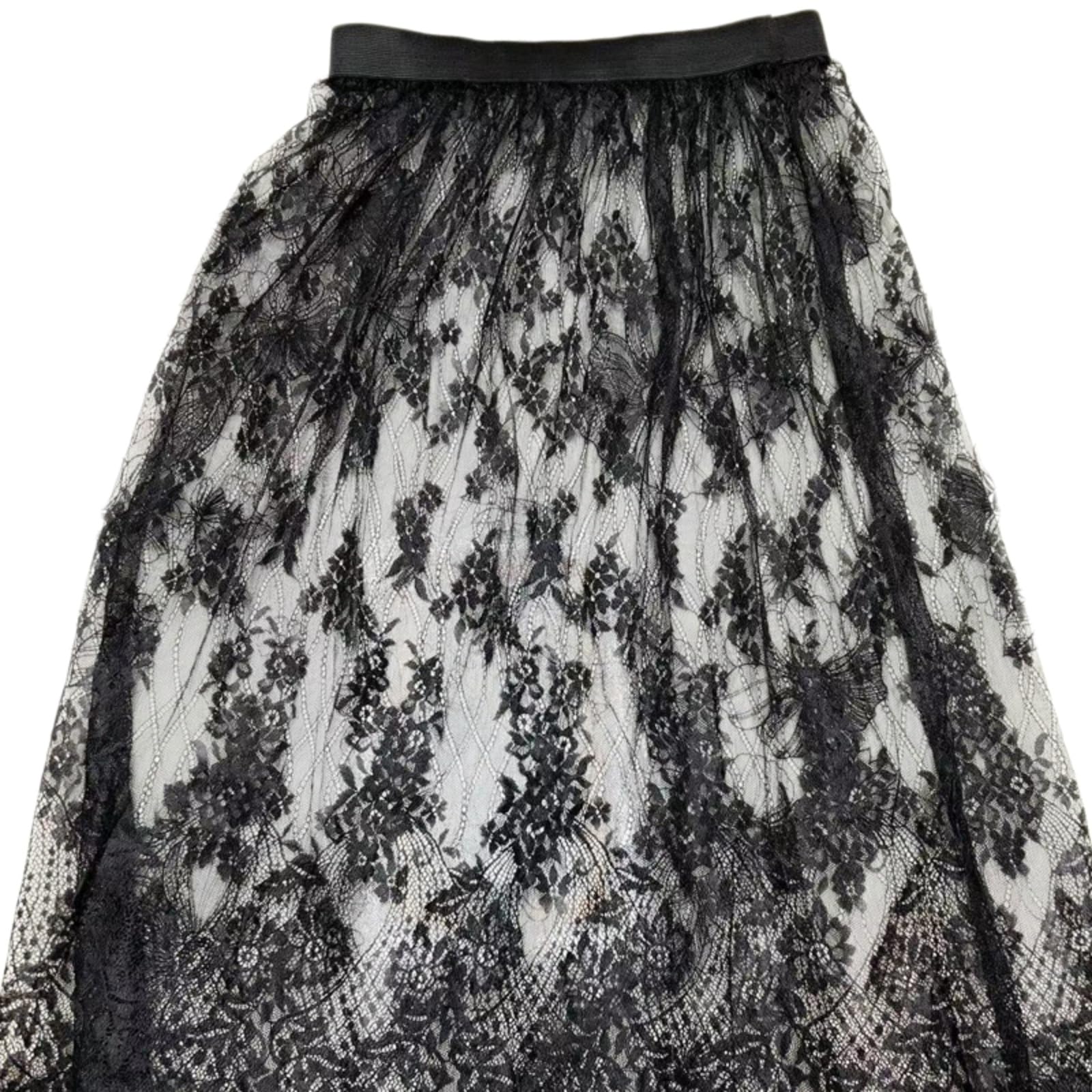 Minifalda Falda Elegante De Malla Las Mujeres Midi Cintura Alta Tulle Encaje En Capas Fluy Verano La Playa Fiesta Traje Estilo Chic-Lace White-One Size