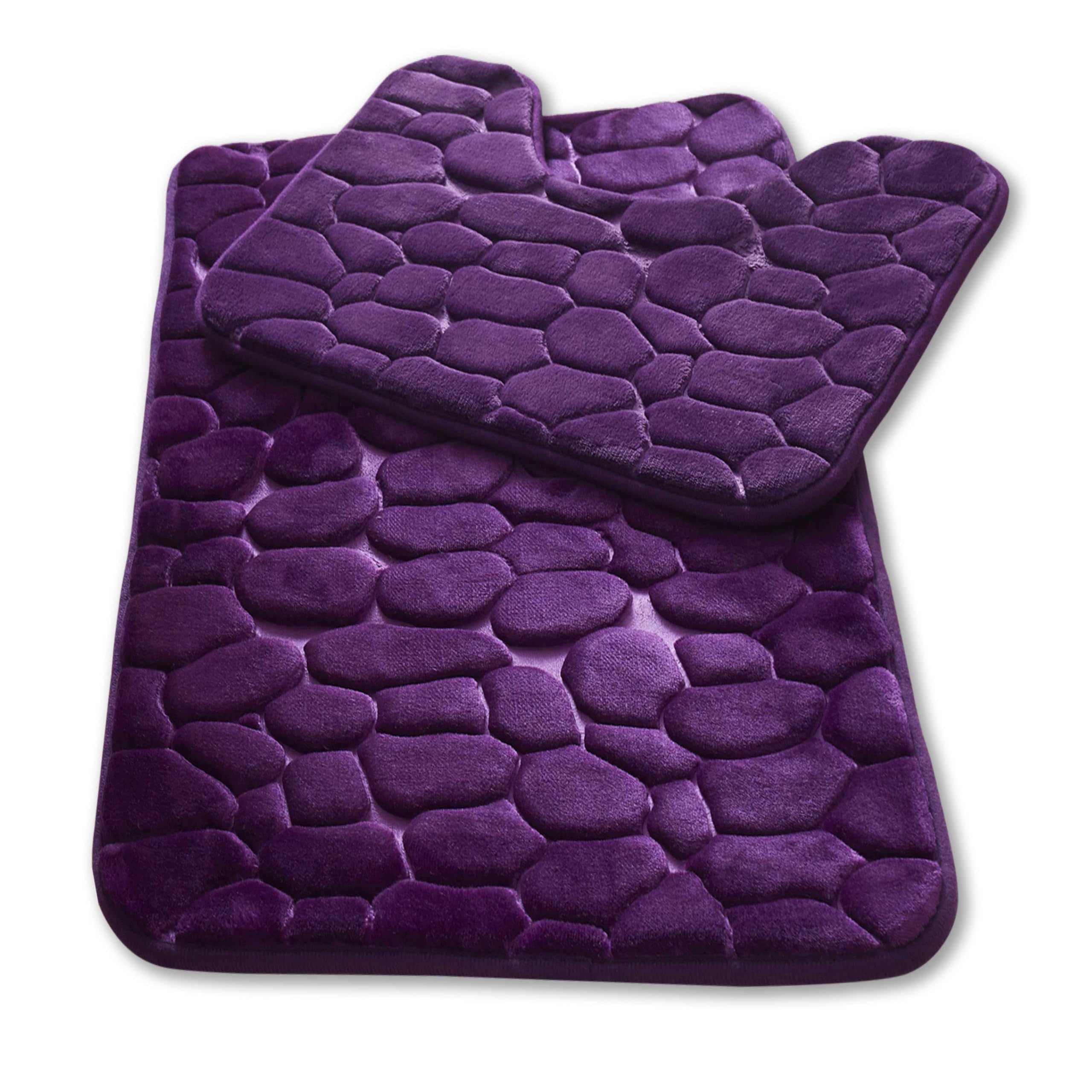 GC GAVENO CAVAILIA 2 Pieces Memory Foam Bath & Pedestal Mat Set, Purple — image 1