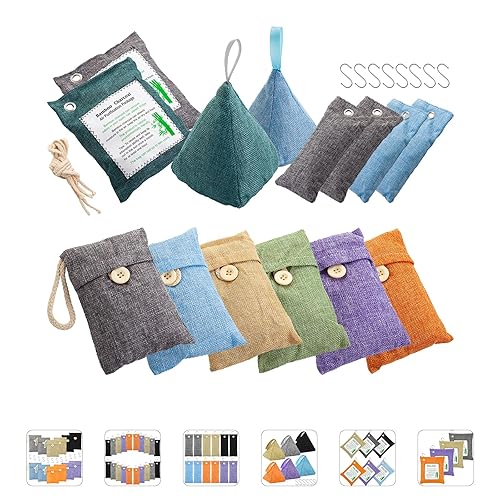 Charcoal Bags Odor Absorber (10x100g+4x200g) Activated Bamboo Charcoal Air Purifying